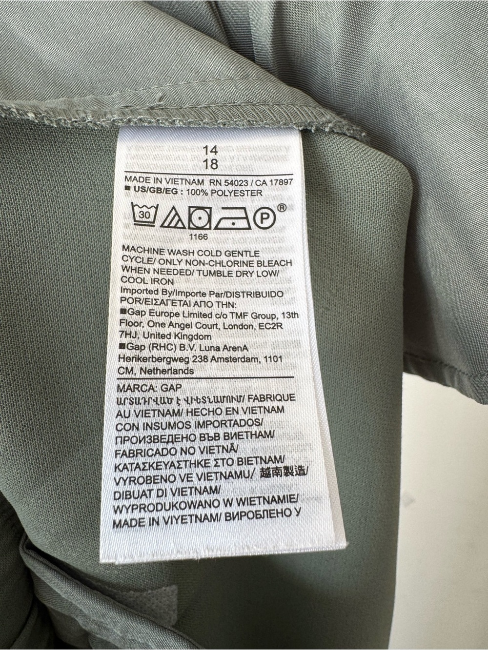 Gap Easy Trouser Wide Leg Cargo Pants Sage Green Utility Office sz 14 - Picture 10 of 12